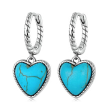 S925 Sterling Silver Heart-Shaped Turquoise Earrings For Women Surprise Gift