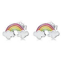 S925 Sterling Silver Rainbow Cloud Stud Earrings For Women Surprise Gift
