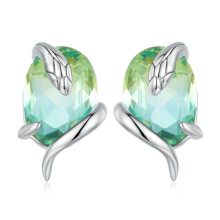 Bse731 Sterling Silver S925 Gradient Glass Snake Earrings Surprise Gift