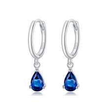 Pendientes de circonita en forma de lágrima de plata de ley S925 para mujer (azul) Regalo sorpresa