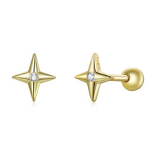 S925 Sterling Silber Goldstern-Ohrstecker für Damen Überraschungsgeschenk