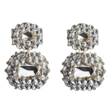 Women'S Exaggerated Alloy Geometric Glass Rhinestone Earrings (White) Surprise Gift