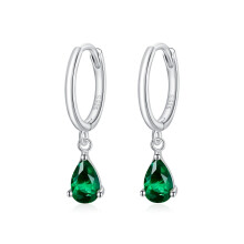 Orecchini a goccia in argento sterling S925 con zirconi per donna (verdi) - Regalo a sorpresa