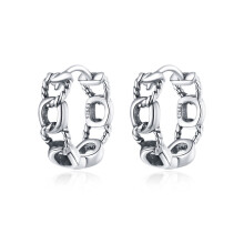 Orecchini a catena semplici traforati in argento sterling S925, regalo a sorpresa.