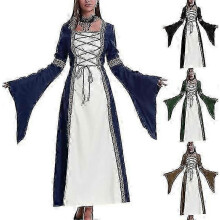 (S – Dunkelblau) Europäisches mittelalterliches Retro-Hofprinzessinnen-Cosplay-Kostüm, langes Kleid,