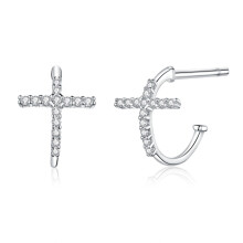 Cross Stud Earrings, Sterling Silver, S925 Zircon Earrings Surprise Gift