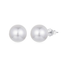 S925 Sterling Silver Elegant Seashell Bead Earrings (10Mm) Surprise Gift