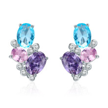 Sterling Silver Zircon Earrings, Unique Women'S Earrings Surprise Gift