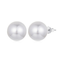 S925 Sterling Silver Elegant Seashell Bead Earrings (12Mm) Surprise Gift