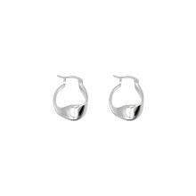 Pendientes de plata de ley 925 estilo vintage, pendientes de aro con diseño geométrico retorcido (plata) Regalo sorpresa