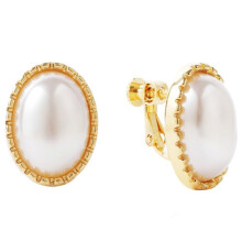 E2109-8 Half-Oval Baroque Pearl Clip-On Earrings For Women Without Pierced Ears Surprise Gift