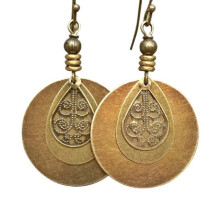 Bohemian Vintage Ethnic Style Hoop Earrings With Carved Details (Antique Bronze) Surprise Gift