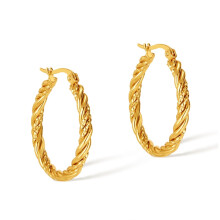 Opk Ge960 Stainless Steel Gold-Plated Vintage Twisted Earrings (Gold) Surprise Gift