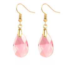E2108-2 Pink Natural Crystal Handmade Earrings, Zirconia Long Earrings Surprise Gift