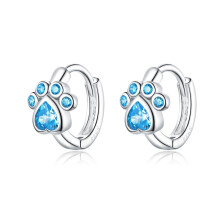 Simple Cat Paw Print Sterling Silver Earrings With Zircon Studs Surprise Gift