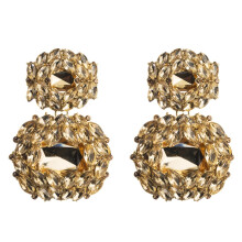 Women'S Exaggerated Alloy Geometric Glass Diamond Earrings (Gold) Surprise Gift