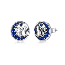 Moon Cat S925 Sterling Silver Personalized Earrings Surprise Gift