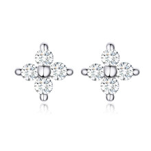 Pendientes de plata de ley con circonitas, pendientes de flores, regalo sorpresa de joyería para mujer