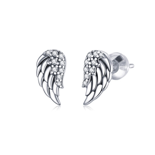 S925 Sterling Silver Wing Stud Earrings - Personalized Earrings Surprise Gift
