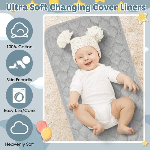 Nicoone Waterproof Changing Mat Liners Quilted3PCS Bamboo Terry Surfac 1