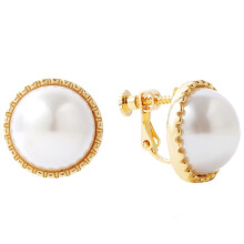 E2109-7 Half-Round Baroque Earrings With Pearl Clips For Women Without Pierced Ears Surprise Gift