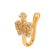 Clip nasal en forma de U, adorno nasal de cobre y circonitas, color: G-0878 Oro. Regalo sorpresa.