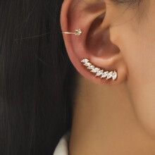 Dz-520 Minimalist Small Diamond Clip-On Geometric Zirconia Earrings Surprise Gift