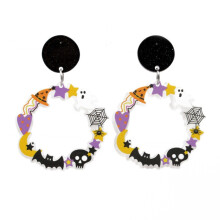 Halloween Acrylic Earrings, Unique Holiday Accessories, Style: E000167 Moon Surprise Gift
