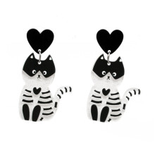 Halloween Acrylic Earrings, Unique Holiday Accessories, Style: E000164 White Cat Surprise Gift