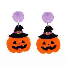 Halloween Acrylic Earrings, Unique Holiday Accessories, Style: E000166 Black Hat Surprise Gift