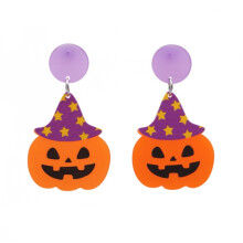 Boucles d'oreilles Halloween en acrylique, accessoires de fête uniques, style : E000165 Chapeau étoile, cadeau surprise