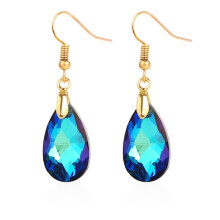 E2108-2 Blue-Blue Natural Crystal Handmade Long Earrings With Zircon Stones Surprise Gift