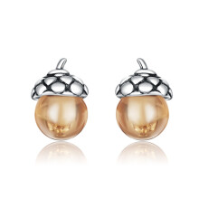 S925 Sterling Silver Oak Fruit Earrings For Women Surprise Gift