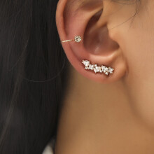 Boucles d'oreilles minimalistes à clip en zircone géométrique et diamant Dz-518 - Cadeau surprise