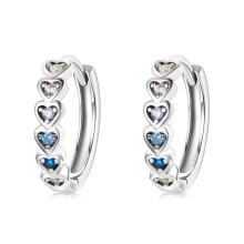Pendientes de plata de ley 925 con forma de corazón arcoíris para mujer (regalo sorpresa)