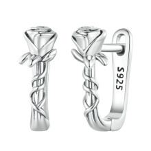 Bse716 925 Sterling Silver Rose Earrings Surprise Gift