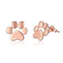 Pendientes de plata con estampado de huellas de gato, color: oro rosa, regalo sorpresa.