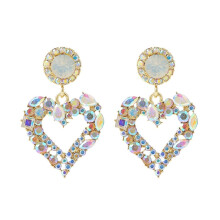 E2109-13 White Diamond Heart Stud Earrings With Silver Needle - Simple Style Surprise Gift