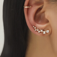 Dz-514 Simple Small Diamond Clip-On Geometric Zirconia Earrings Surprise Gift