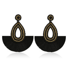 Bohemian Tassel Earrings For Women, Ethnic Style Beaded Earrings (Black) Surprise Gift