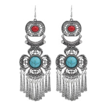 Vintage Tassel Earrings, Statement Turquoise Earrings (Green) Surprise Gift