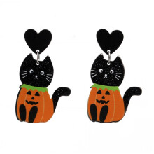 Halloween Acrylic Earrings, Unique Holiday Accessories, Style: E000162 Cat Surprise Gift