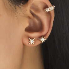 Dz-517 Orecchini a clip geometrici minimalisti con piccoli diamanti e zirconi, regalo a sorpresa