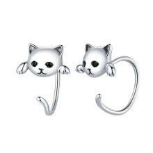 Sce965 925 Sterling Silver Cat Earrings Animal Design Earrings Surprise Gift