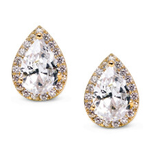Heart Seed Teardrop Earrings, Zirconia Fashion Stud Earrings, Metal Color: Gold Surprise Gift