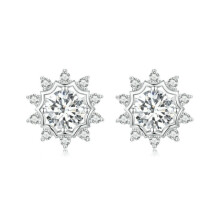 S925 Sterling Silver Plated With White Gold Sparkling Moissanite Earrings (Mse048) Surprise Gift