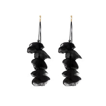 Long, Exaggerated Handmade Fabric Petal Earrings, Color: E1908-29 Black Surprise Gift