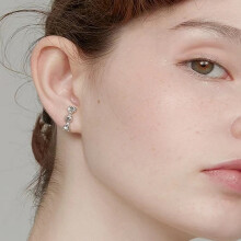 Boucles d'oreilles élégantes et luxueuses à double rang de perles ornées de diamants pour femme, réf. : Eh0997 (une paire), cadeau surprise