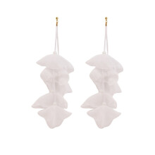 Long, Exaggerated Handmade Fabric Petal Earrings, Color: E1908-32 White Surprise Gift
