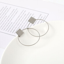 Minimalist Style Fashionable Earrings For Women, Square And Round Geometric Hanging Earrings (Silver) Surprise Gift